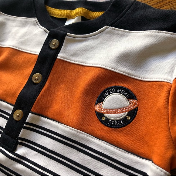 Boys Striped Pima Cotton Henley - Picture 3 of 6